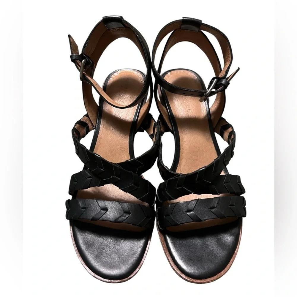 Madewell Marta whipstich black leather block heel with ankle strap - Picture 3 of 9